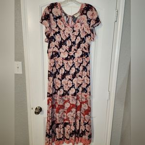 Long floral multi color maxi dress